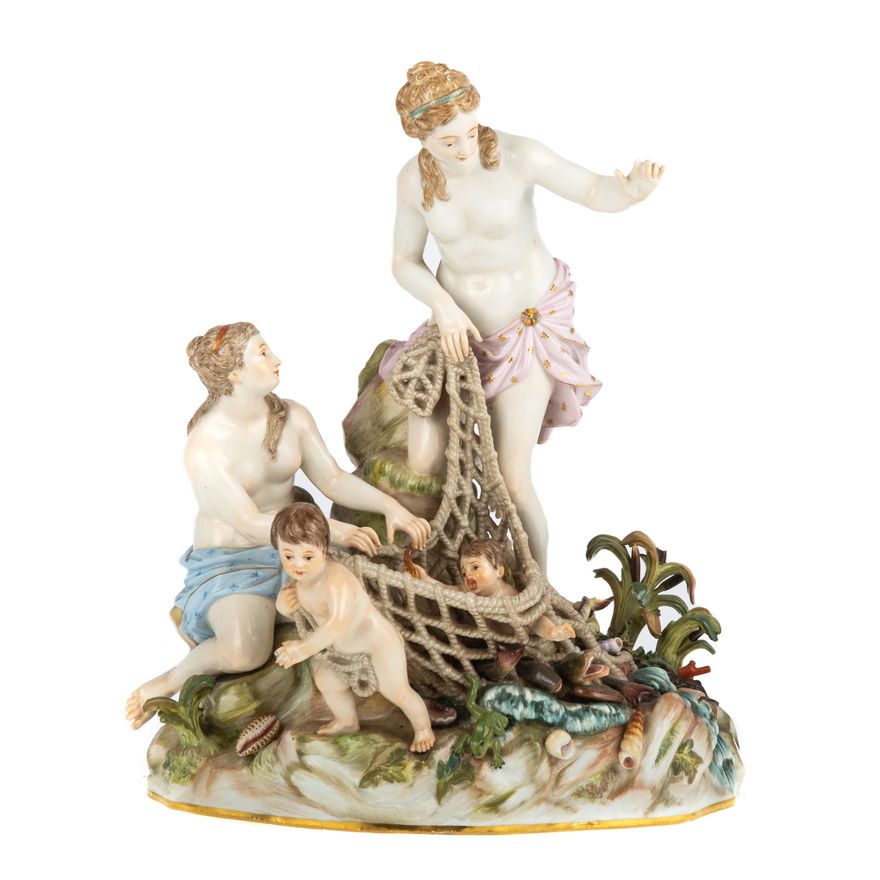 Meissen Porcelain Triton Catchers Figure Group
