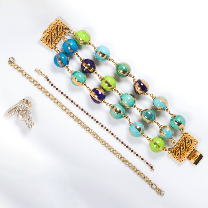 A group of costume jewelry