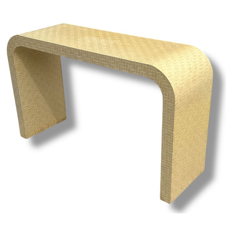 KARL SPRINGER Style Raffia Waterfall Console Table