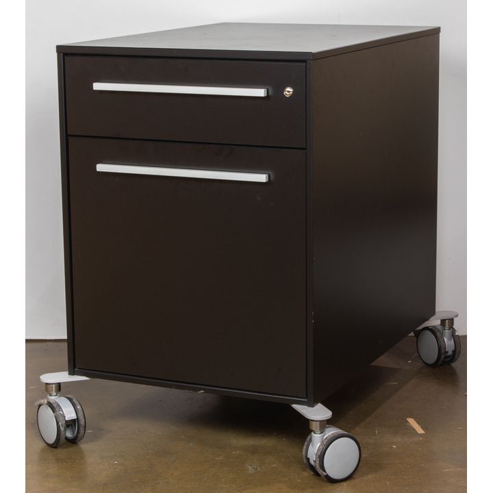 Black file cabinet on wheels