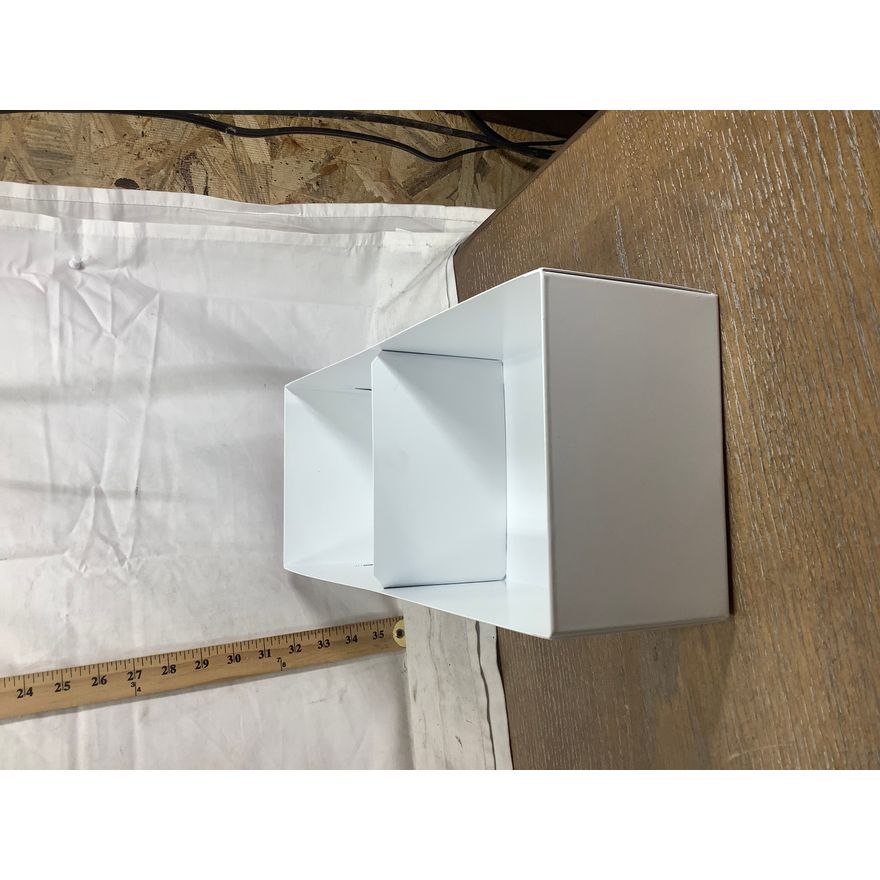 White Metal Storage Bin w/ Divider 15-3/8"L x 6-1/4"W x 4"H