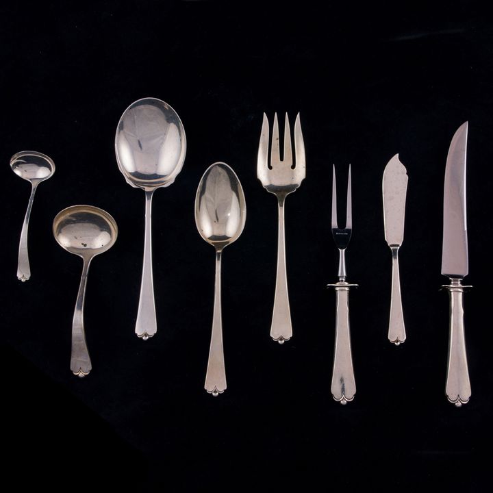 A (57 pc) Watson Lotus sterling flatware service