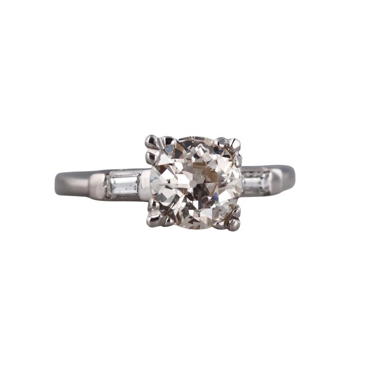 Platinum 1.45ct Old European Diamond Engagement Ring
