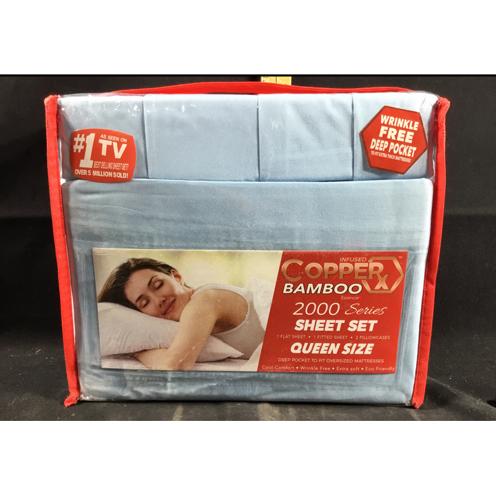 Infused Copper x Bamboo Essence 2000 Series Sheet Set Queen Size (Light Blue)