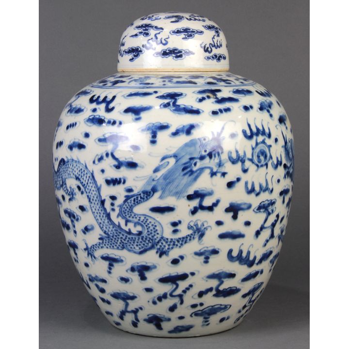 Chinese Blue-and-White Porcelain Jar, Dragon