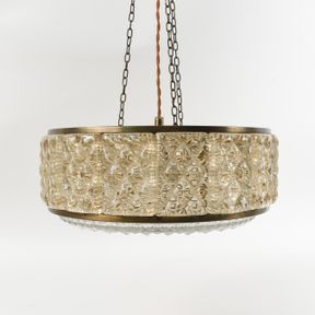 CRYSTAL AND BRASS CHANDELIER BY ORREFORS