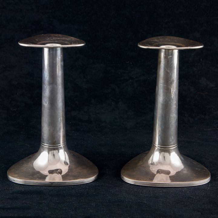 A Danish sterling pair candlesticks