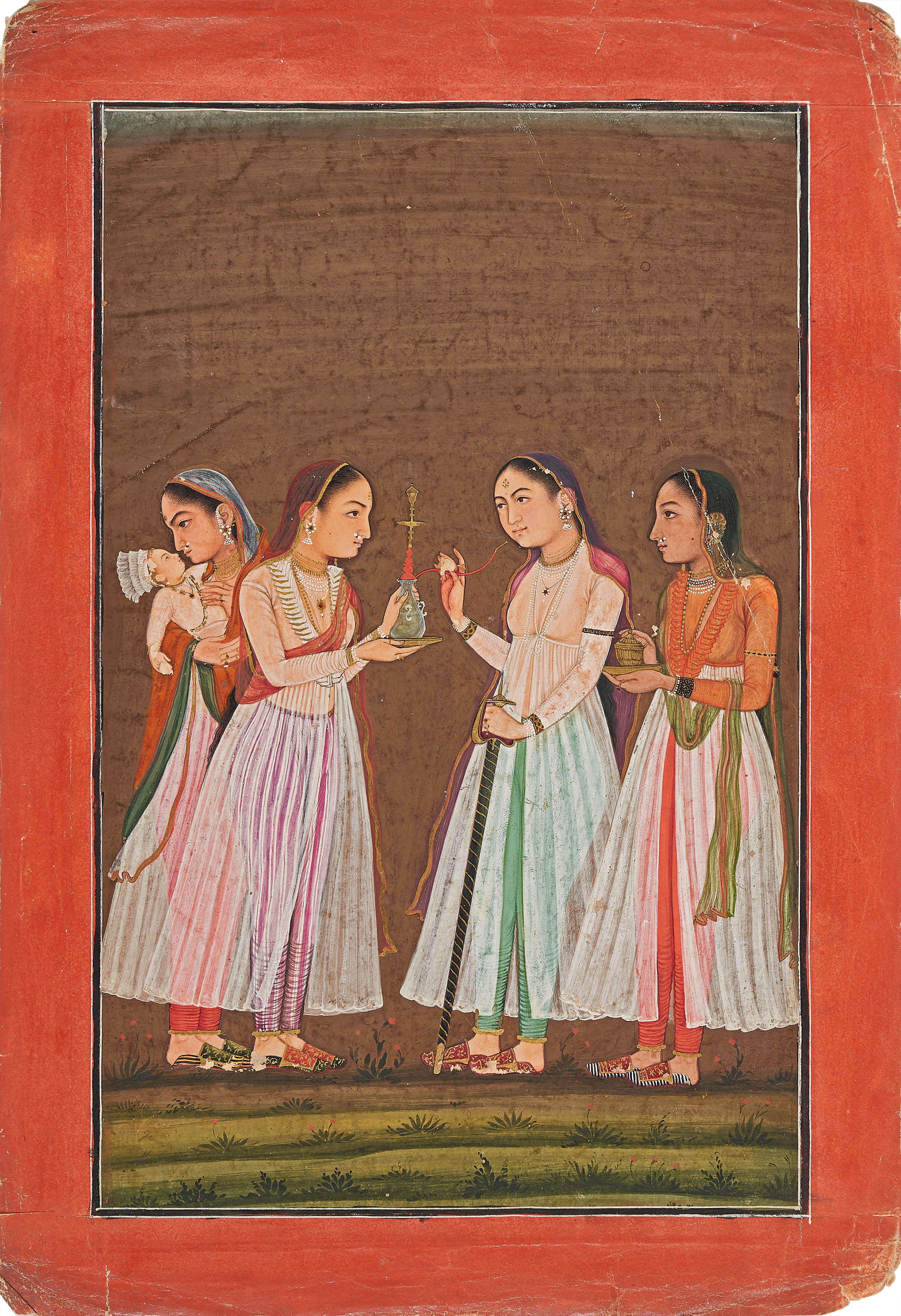 LADIES OF THE ZENANA SMOKING A HOOKAH ASCRIBED TO THE EARLY MASTER AT