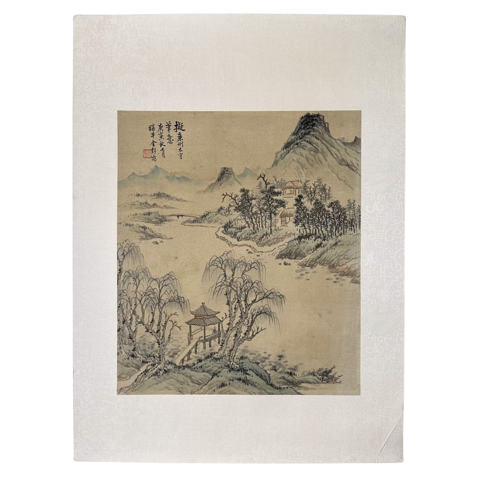 水墨绢本山水楼阁轴CHINESE INK ON SILK LANDSCAPE WITH PAVILIONS