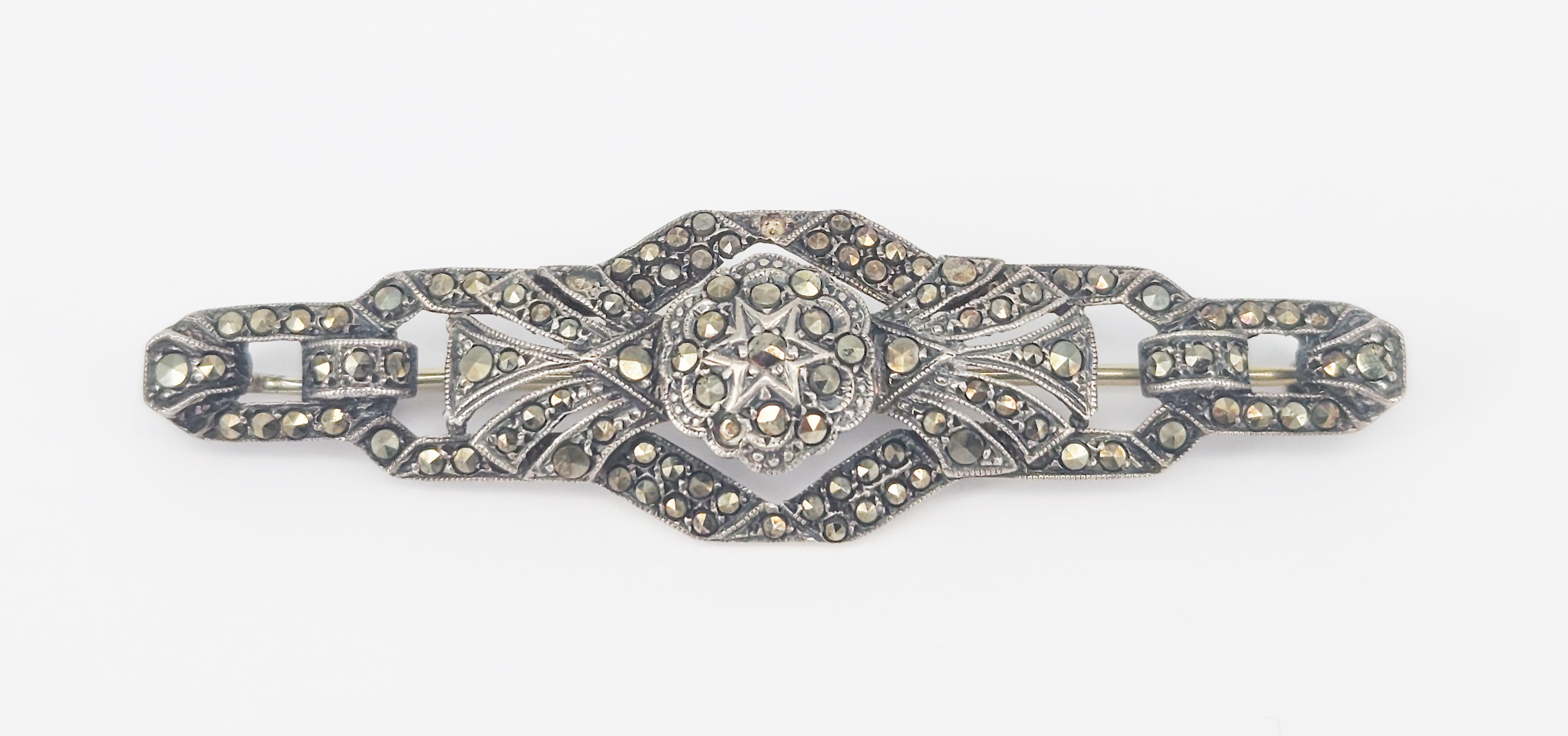 An Art Deco Silver And Marcasite Brooch