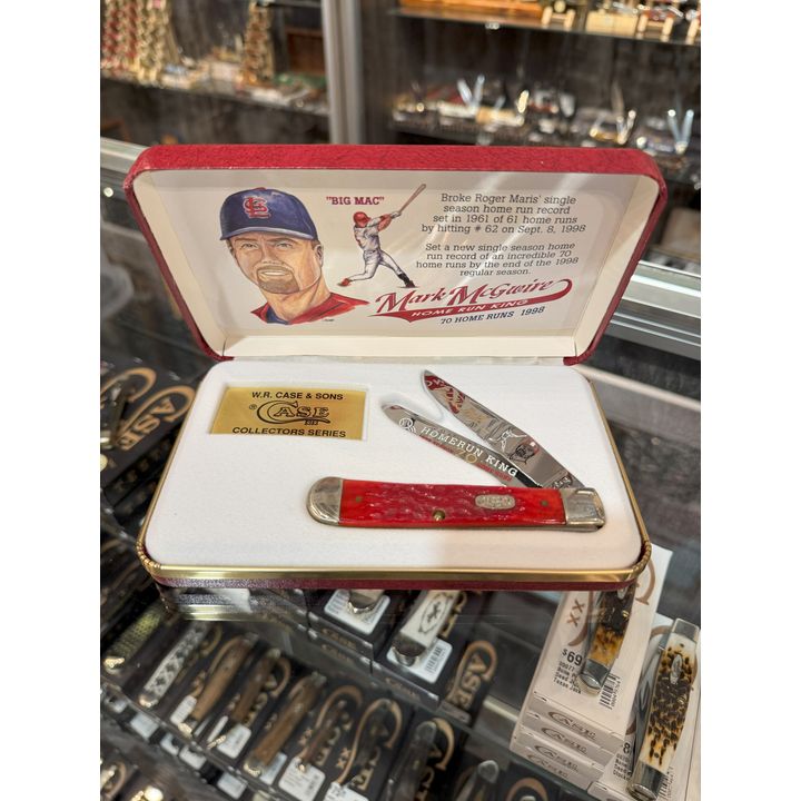 6254 - Case XX 1998 Mark McGuire Home Run King Red Bone Trapper #710 of 1,000, Stainless Steel Blade
