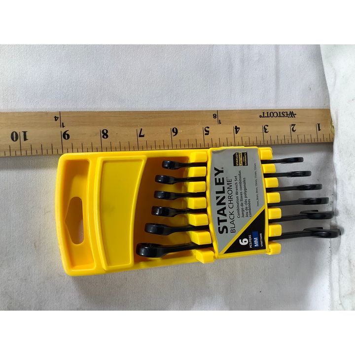 Stanley Black Chrome 6pc Metric Combination Wrench Set