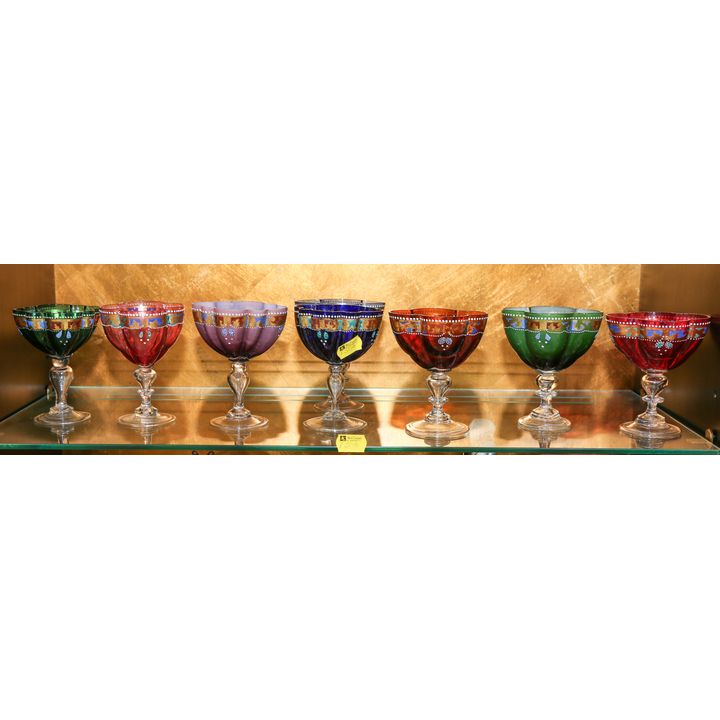 Eight Renaissance Style Hand Blown Wine Stems