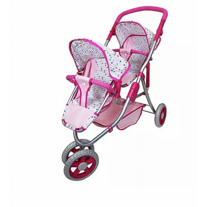 Members Mark Twin 3-Wheel Jogger Stroller, Hot Pink Polka Dots