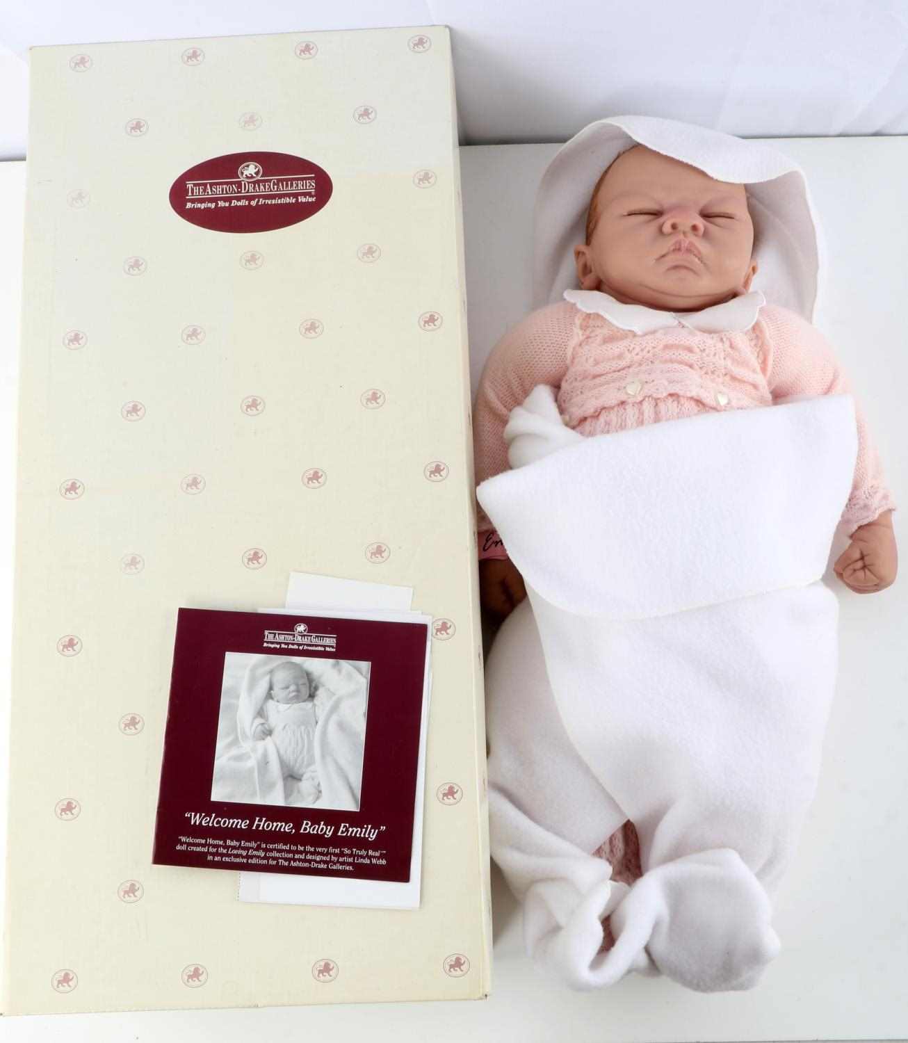 Ashton Drake WELCOME HOME BABY EMILY REBORN BABY BY LINDA WEBB FOR ASHTON DRAKE GALLERIES 