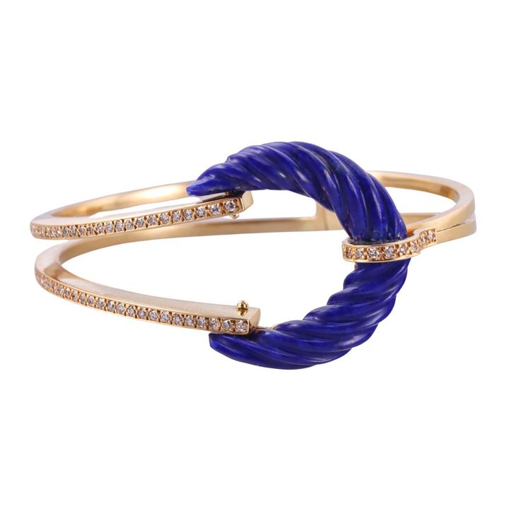 Spritzer & Furhmann 18k Gold Lapis Diamond Buckle Bracelet