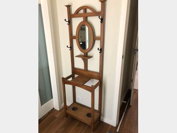 Early Maple Hallstand With Hooks And Stick Holders 2000 x 600mm