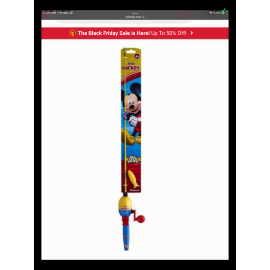 Shakespeare Disney Junior Mickey 2ft6in All-In-One Fishing Kit w/Line, Includes Casting Minnow