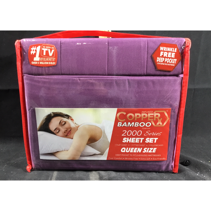Infused Copper x Bamboo Essence 2000 Series Sheet Set Queen Size (Purple)