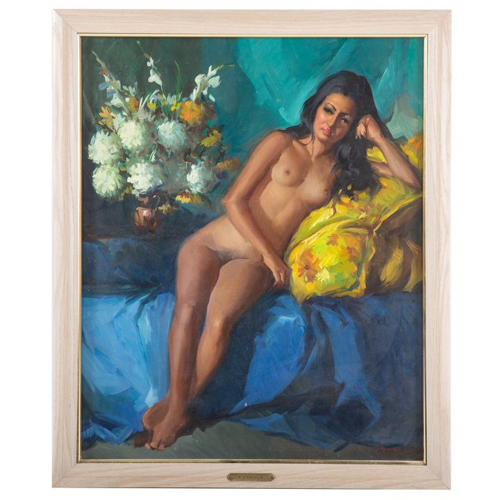Francisco Vadillo. Seated Female Nude, oil