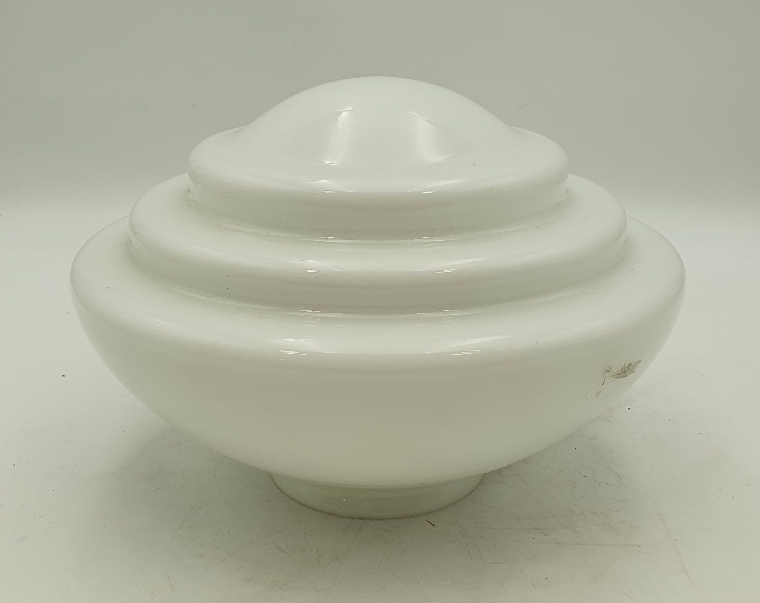 An Art Deco Milk Glass Steped Bowl Light Shade