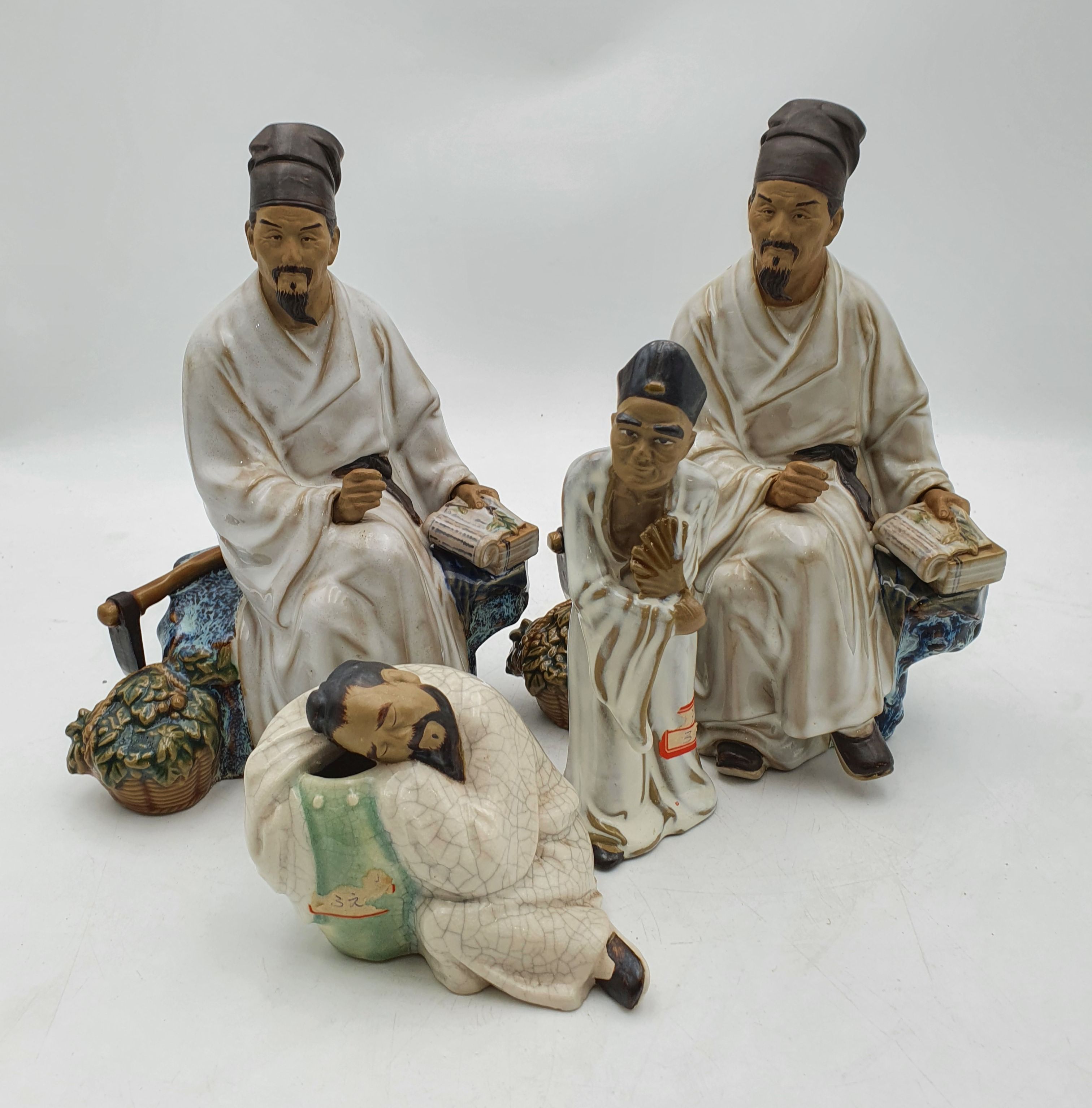Four Chinese Shiwan Pottery Figures