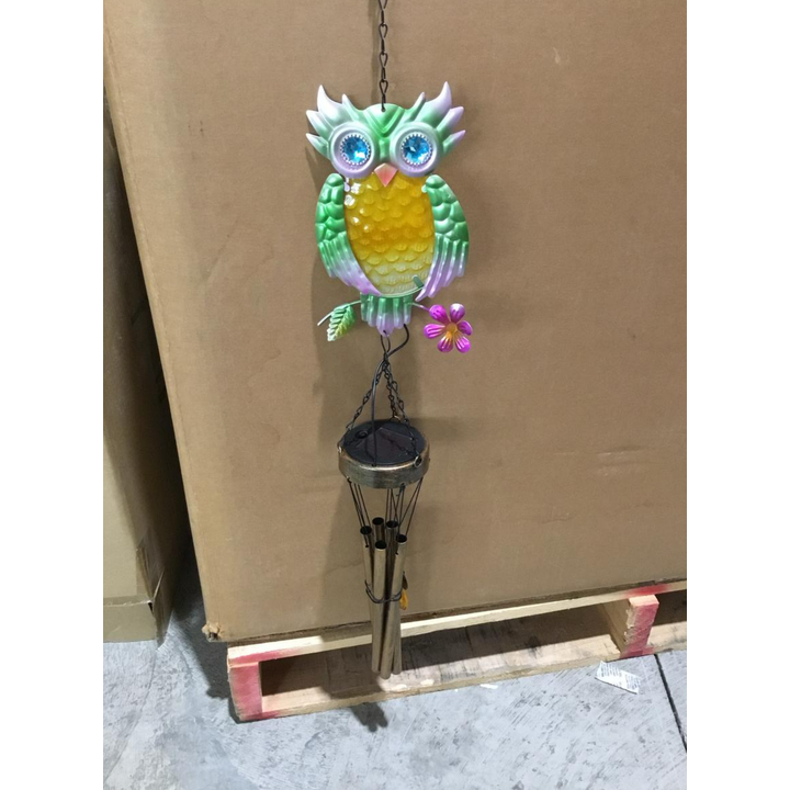 Solar Color Changing Owl Windchime