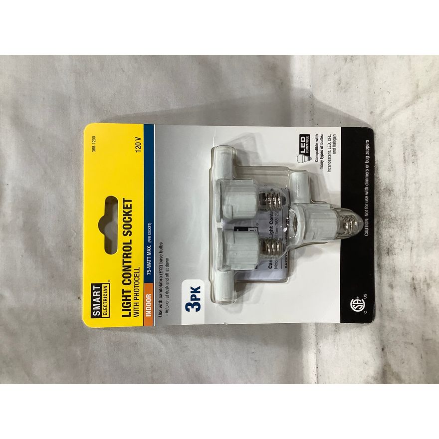Smart Electrician 3pk Indoor Light Control Socket 120V