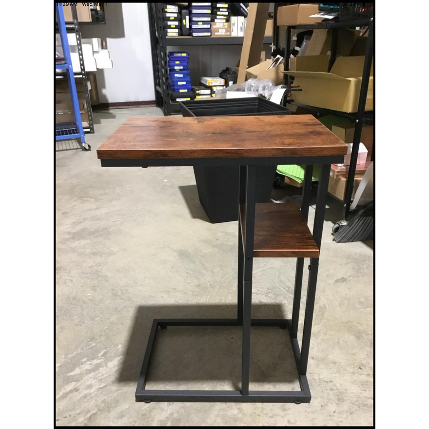 Rustic Wood C Side Table w/ Small Shelf 16"x10.5"x23.5"