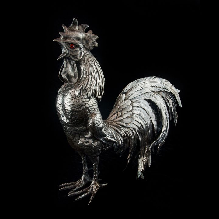 A Italian 925 silver figure of a rooster