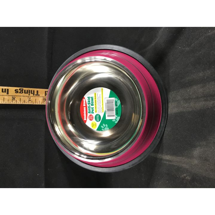 Stainless Steel Anti-Skid Pet Bowl 16oz (Pink)