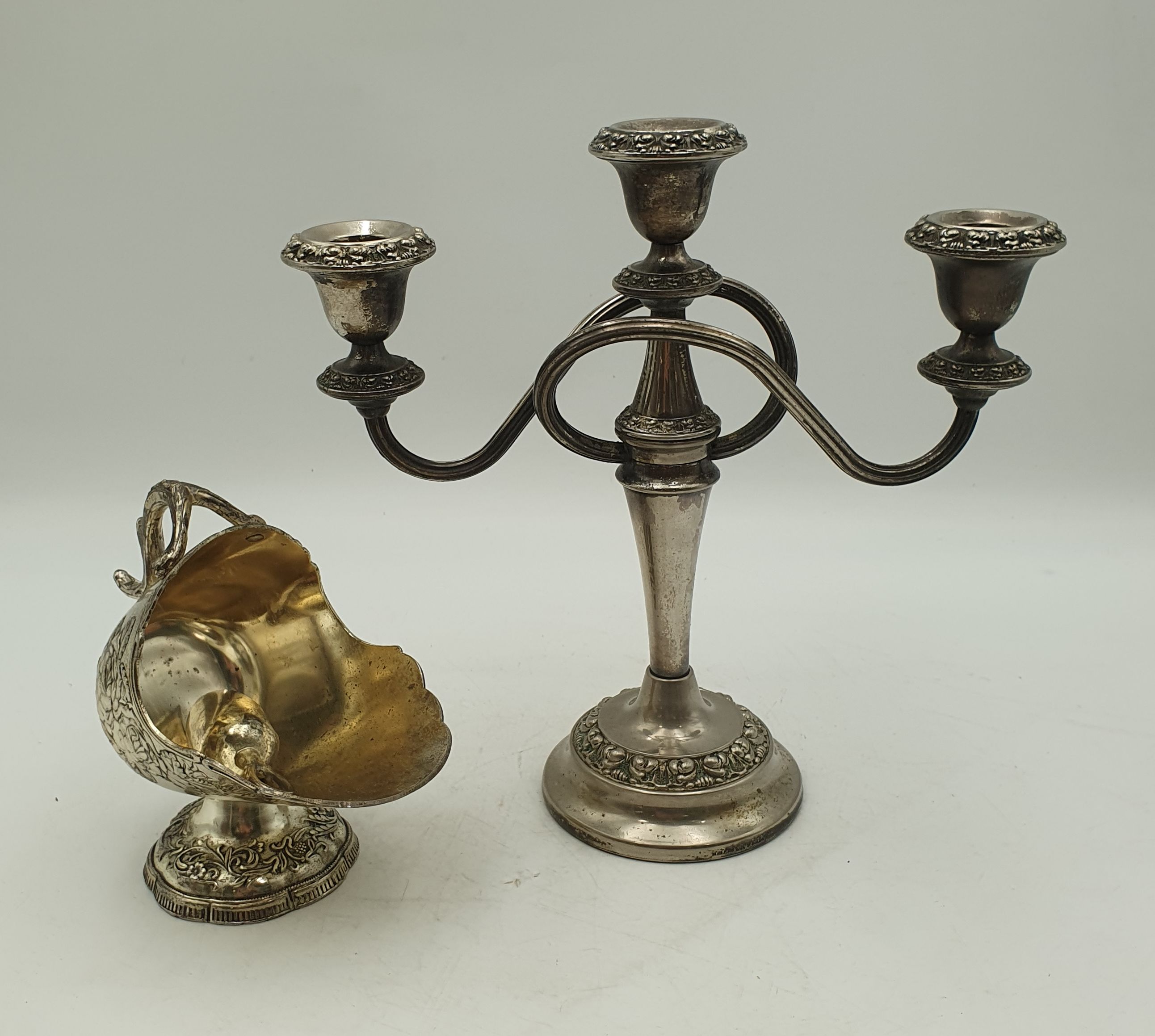 A Silver Plated Three Light Candelabrum