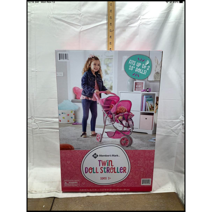 Member's Mark Twin Doll Stroller- 31.89" H x 16.93" L x 33.07" W