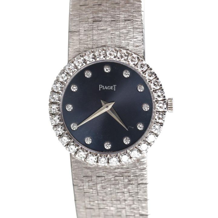 1970's Piaget Gold Diamond Hematite Dial Watch 9190 A 6