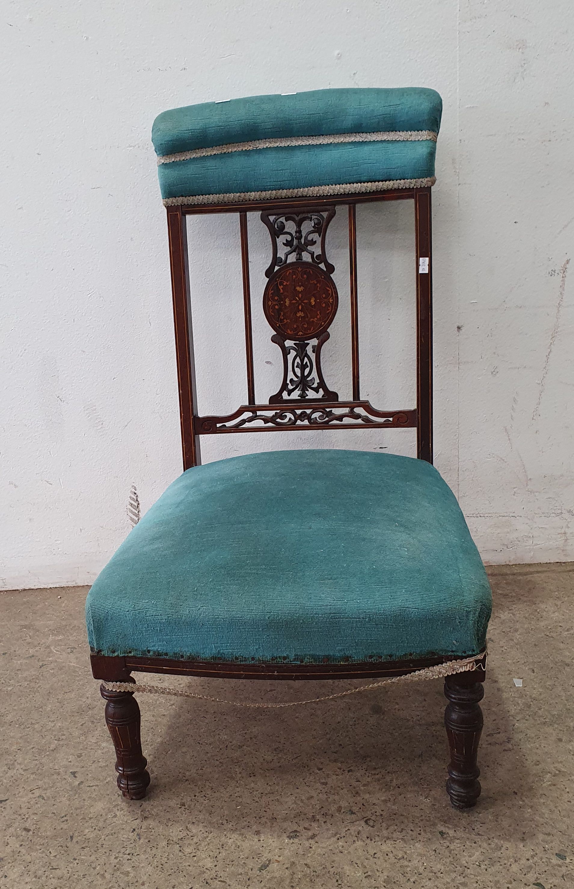 2315 · A GREEN VELOUR EDWARDIAN SLIPPER CHAIR