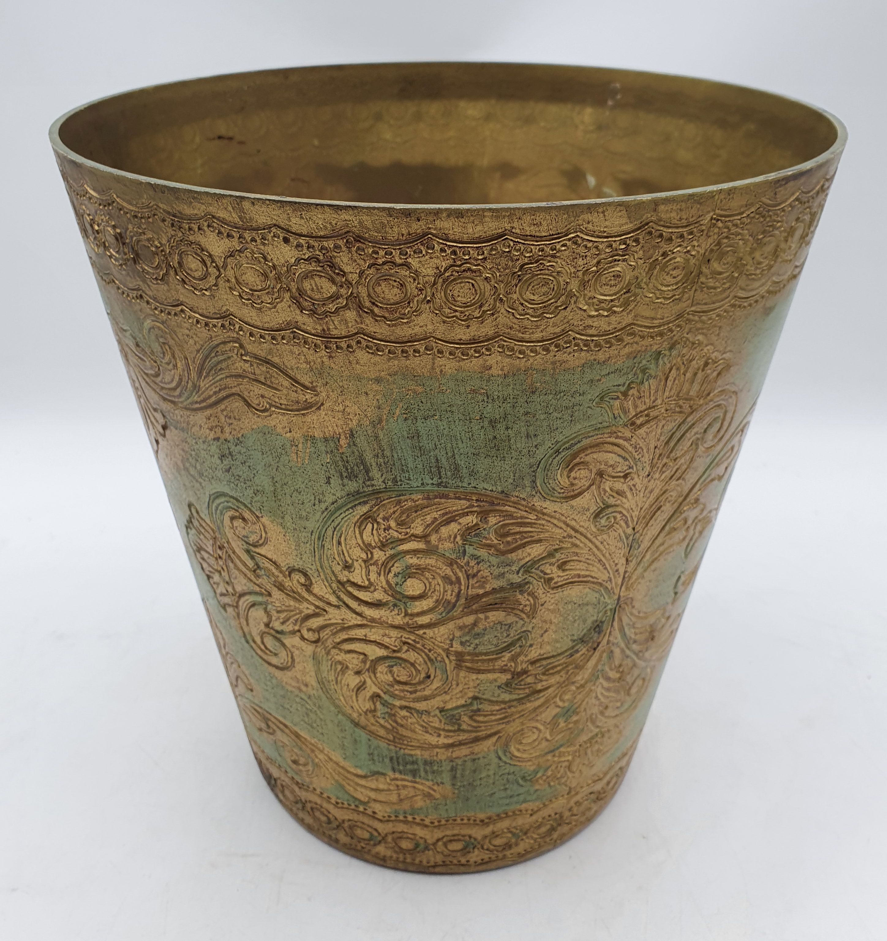AN ITALIAN FLORENTINE STYLE COMPOSITE WASTE PAPER BIN