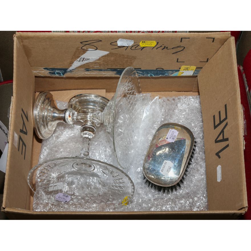 A Pair of Sterling-Mounted Glass Compotes