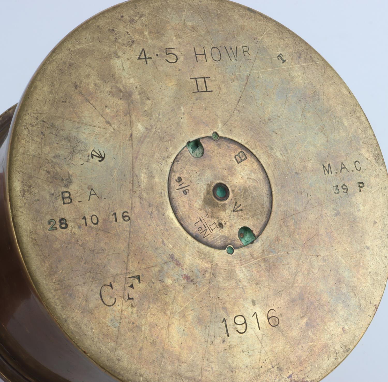 BBC - A History of the World - Object : A brass 4.5 Howitzer shell case