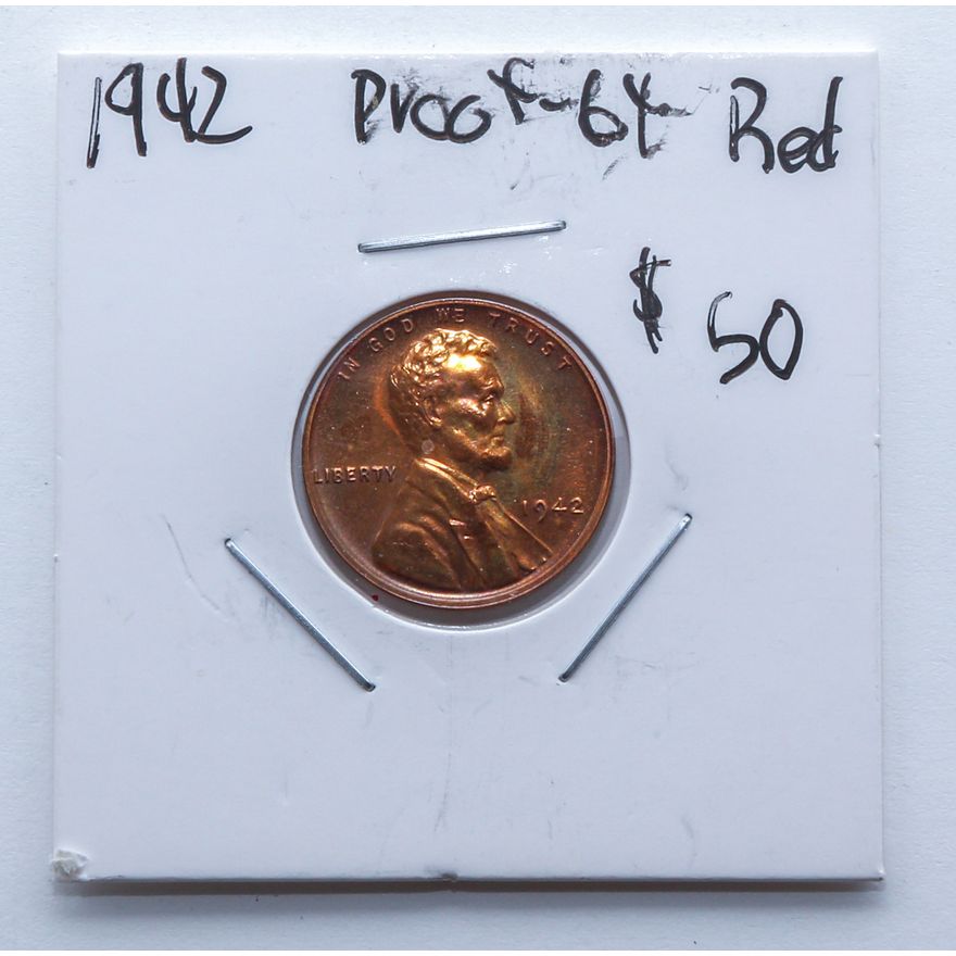 1942 Proof Lincoln Cent, Pretty Red-Brown Color