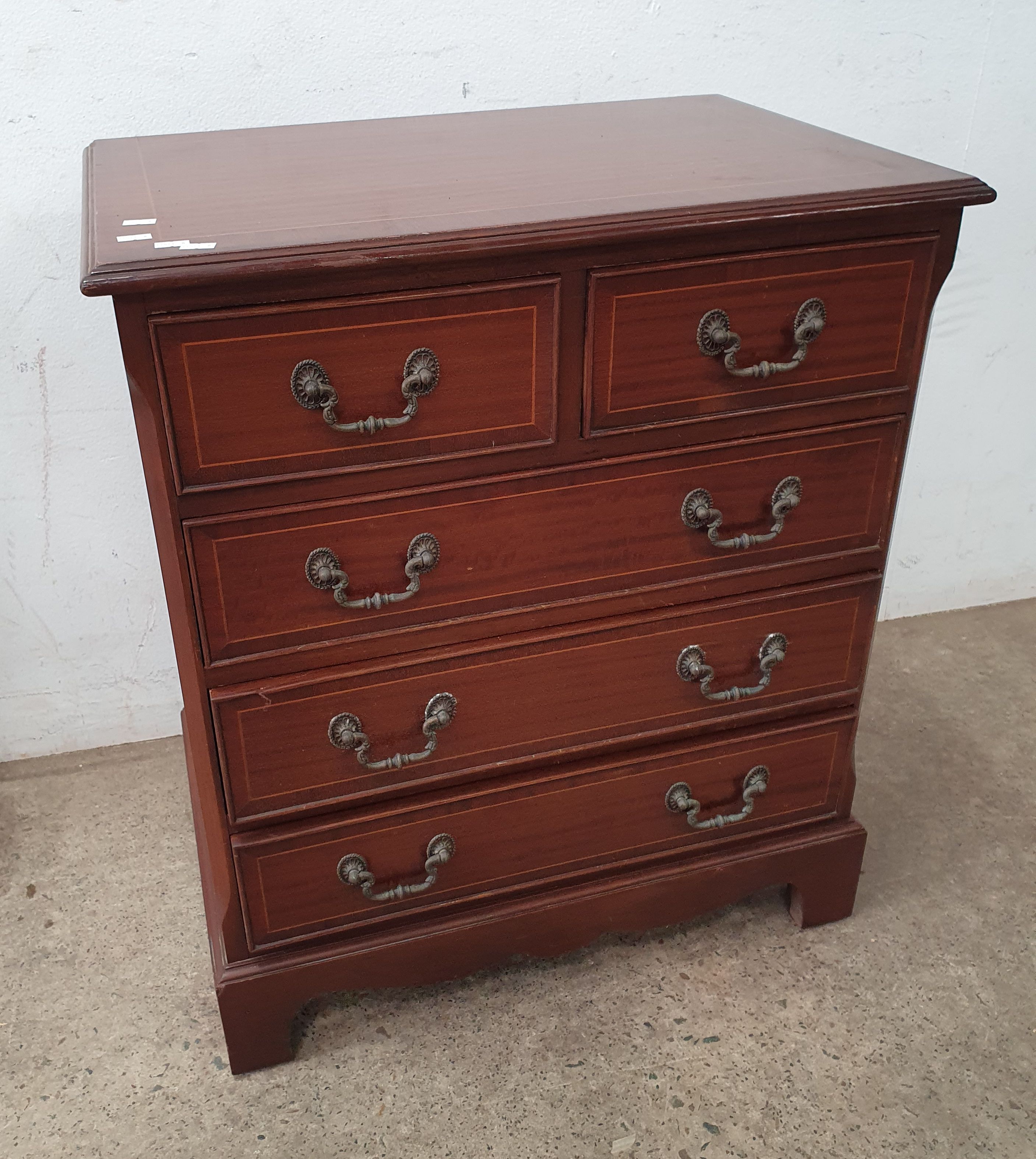 A Mahogany Sheraton Style Bedside Chest Of Five Drawers