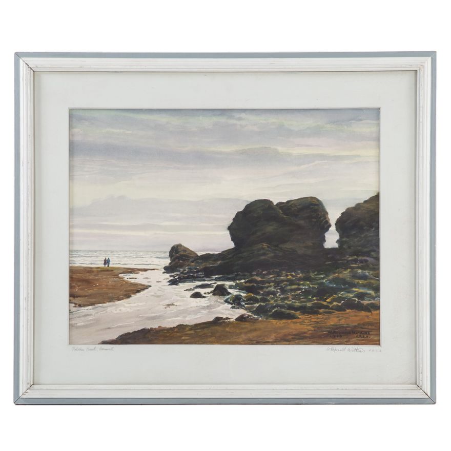 W. Reginald Watkins."Poldhu Beach, Cornwall"
