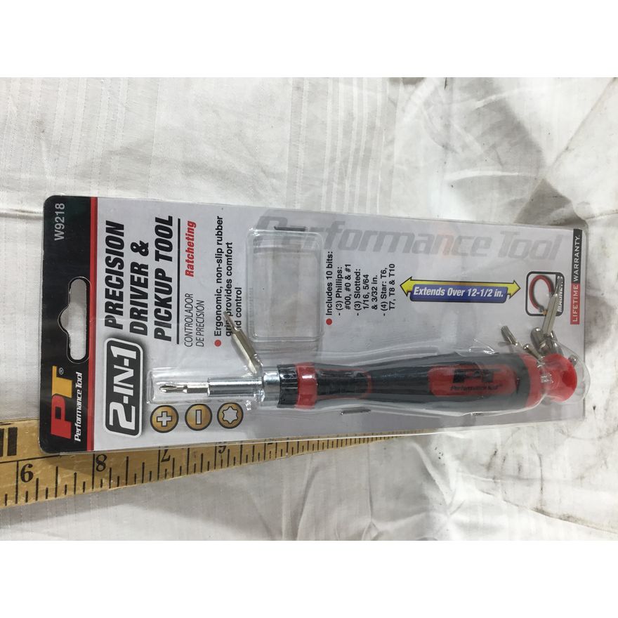 Performance Tool 2-In-1 Precision Driver & Pickup Tool Ratcheting Magnetic