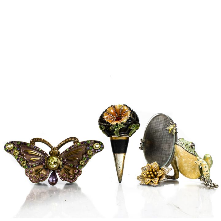 (lot of 3) Jay Strongwater enamel and Swarovski crystal table accessories