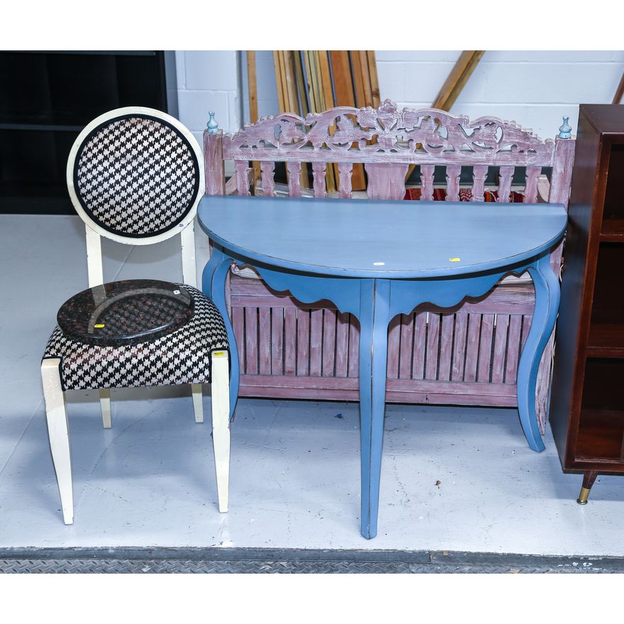 French Provincial Hall Table; Balloon Back Chair