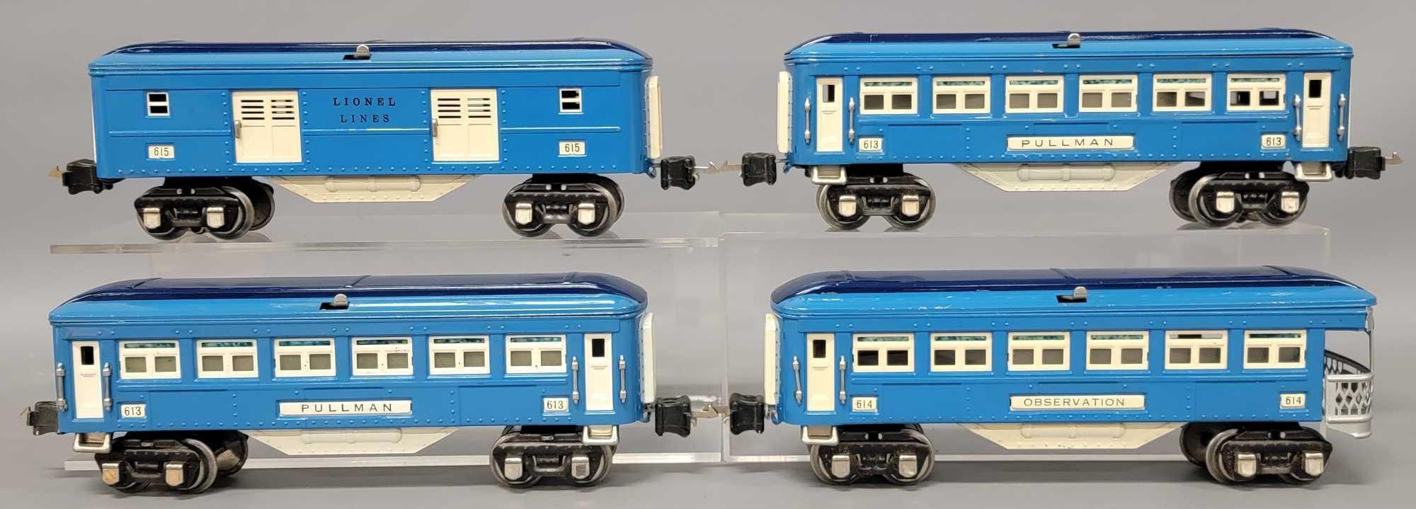 Lionel prewar O gauge Blue Comet passenger cars 613 613 614 615 WOW