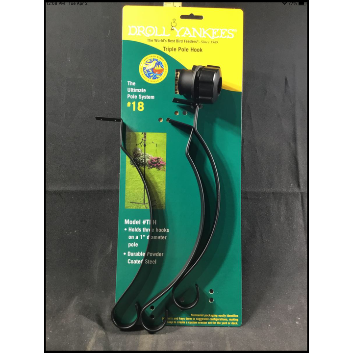 Droll Yankees Triple Pole Hook Model #TPH Holds 3 Hooks on 1" Diameter Pole