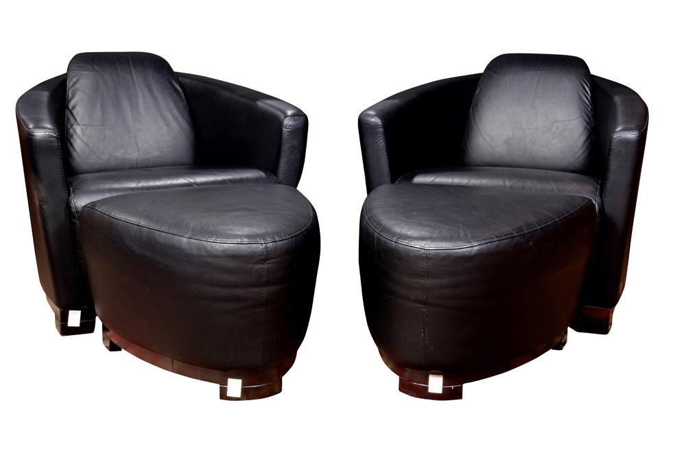 Pair Of Nicoletti Calia Italian Hotel, Calia Leather Chair