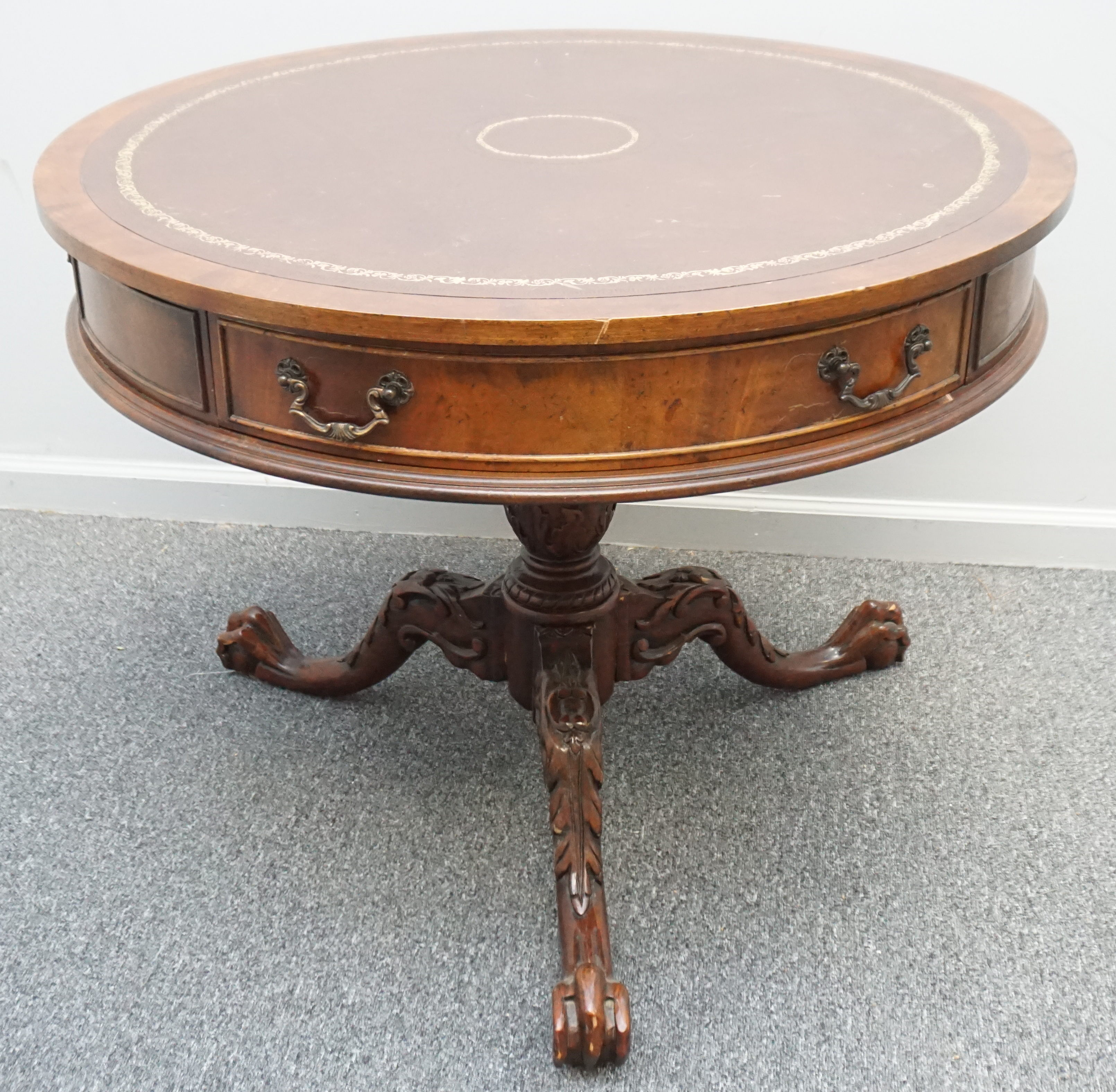 Mahogany Drum Table Lofty Marketplace, Leather Drum Table