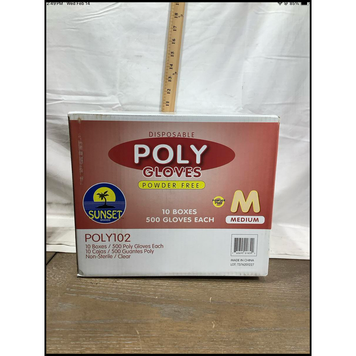 (10) 500ct Boxes Of Sunset Disposable Poly102 Gloves Powder Free Size Medium