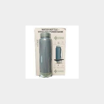 Tylt 24-Ounce Water Bottle & Qi Wireless 5,700mAh Power Bank - Blue